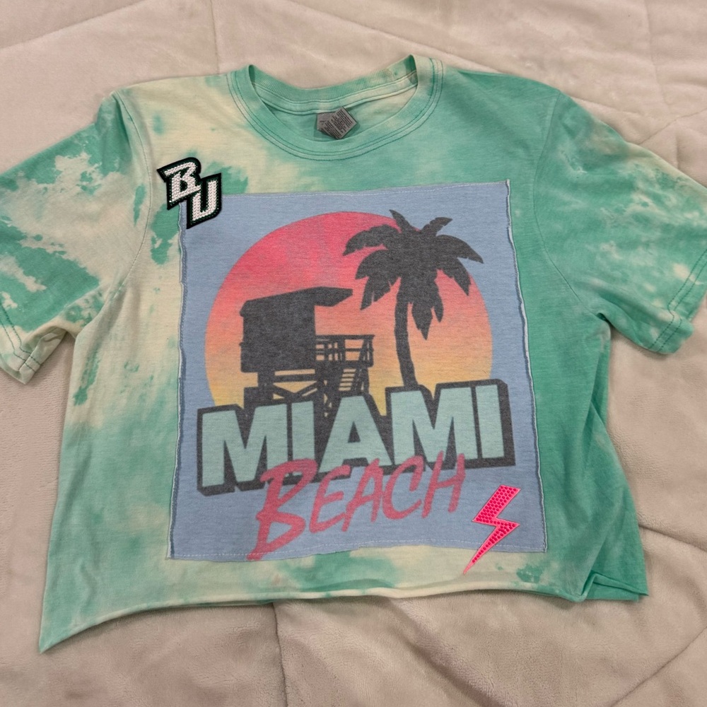 Miami Beach Tie-Dye T-Shirt Patxhes Small Custom One of a Kind Amazing